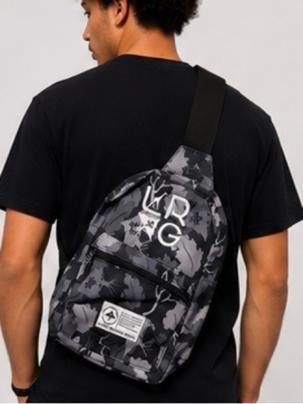 LRG Limited Research Group Sling Bag Gray Camo 12"x 8" Crossbody Backpack NWT